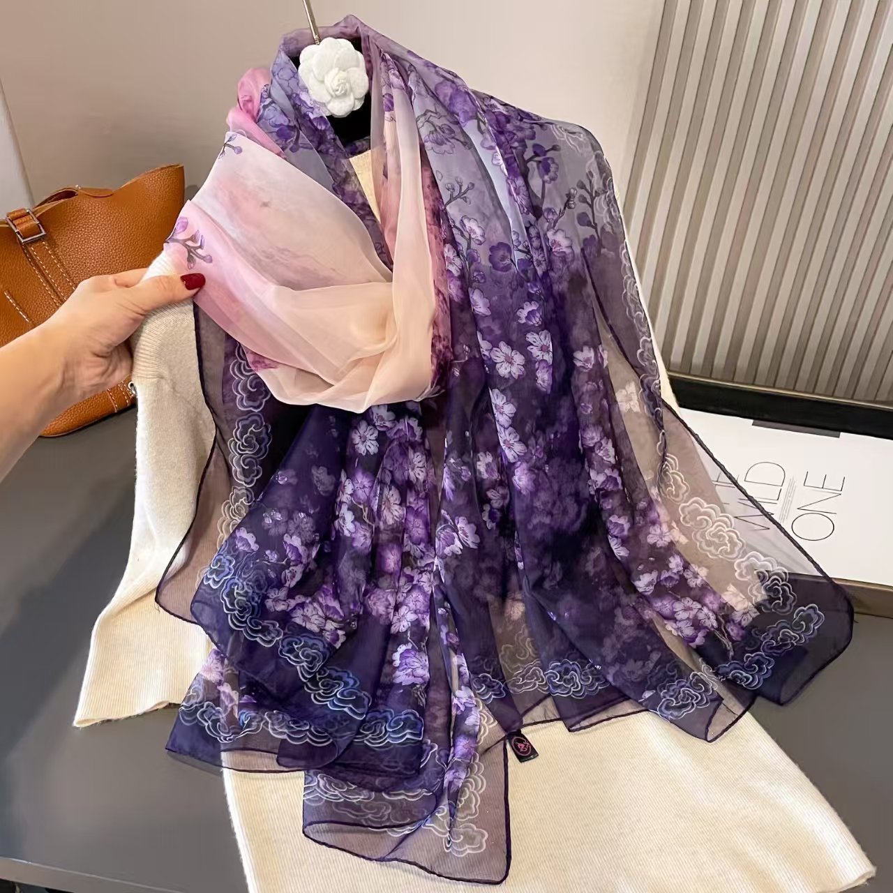 Printed Sun-protective Silk Scarf For Women