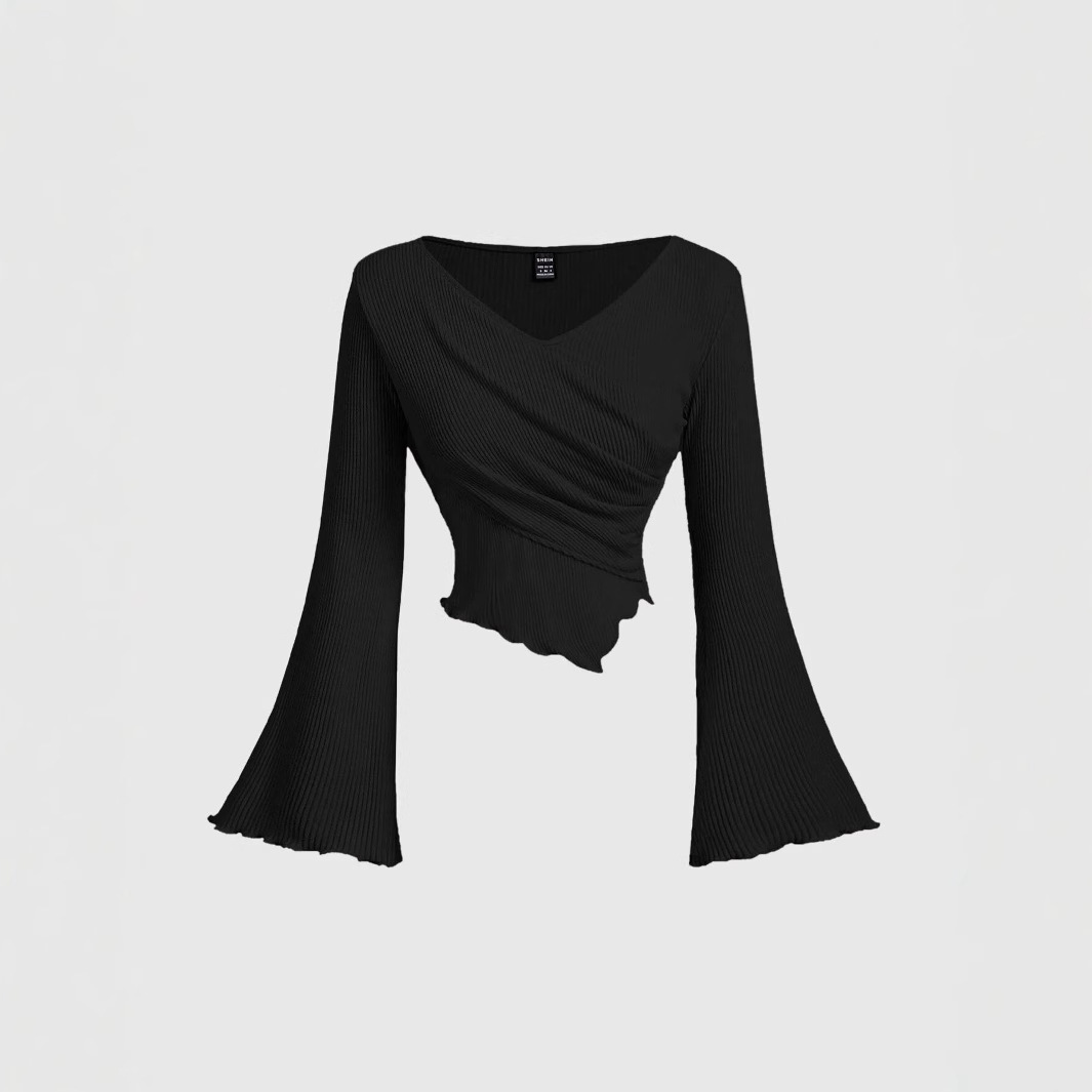 Womens Irregular One-Shoulder Cashmere T-Shirt
