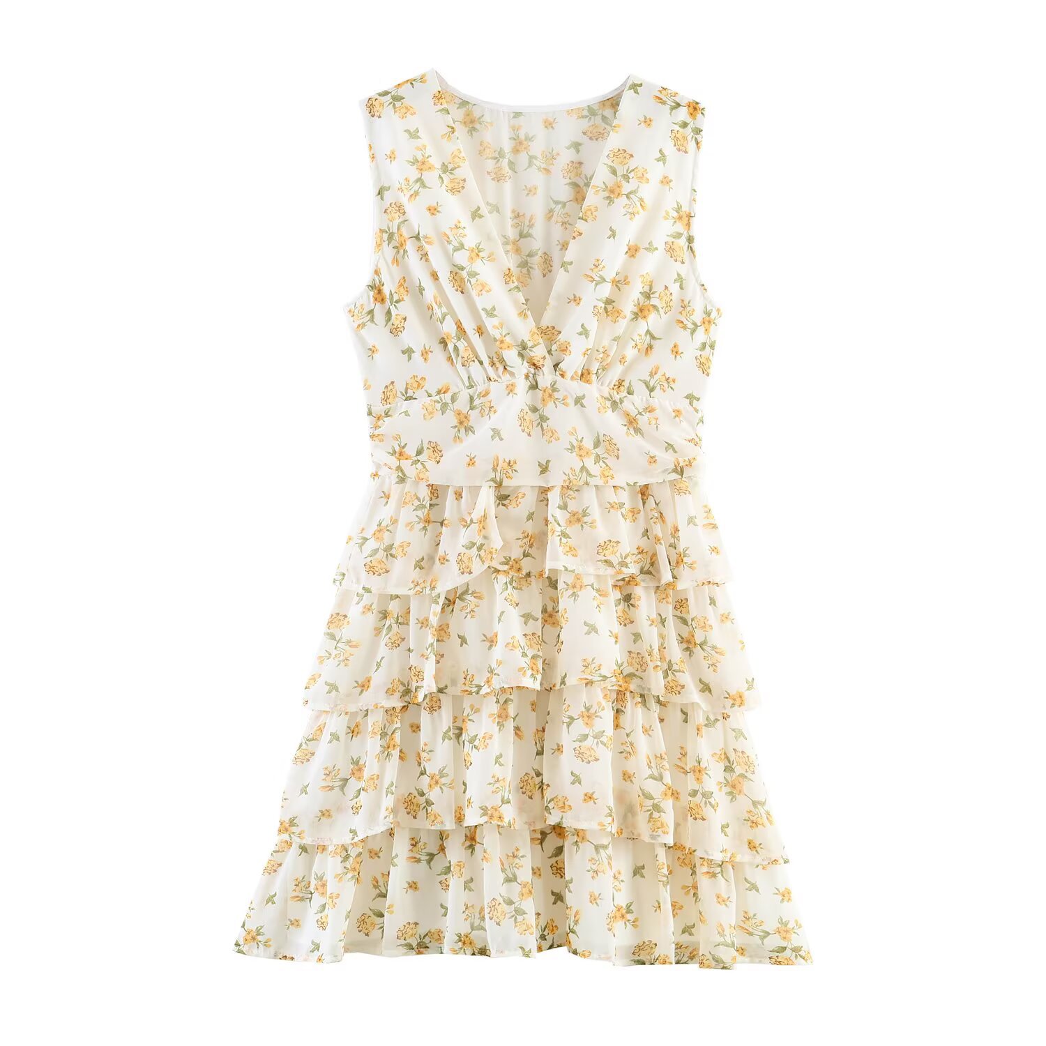 Womens Summer New Arrival Waist-Cinching Sleeveless Tiered Dress