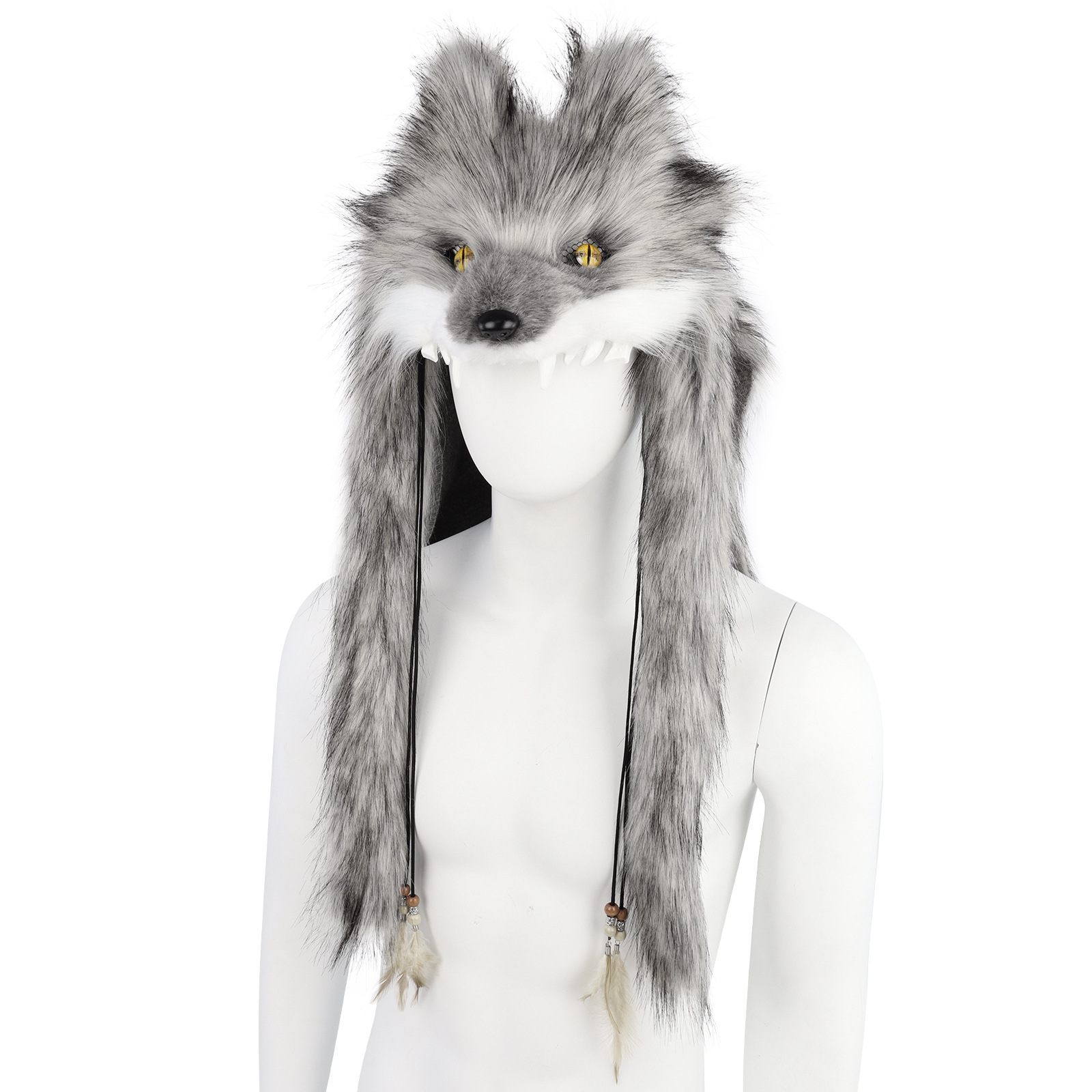Faux Fur Wolf Head Hat