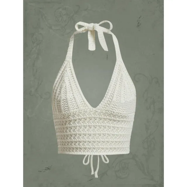 Seaside Holiday Short Inner Woven Halter Top Vest For Women Beige - Shop at LoveMi