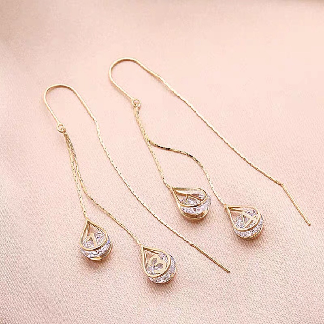 Zircon Water Drops Hanging Earrings 4