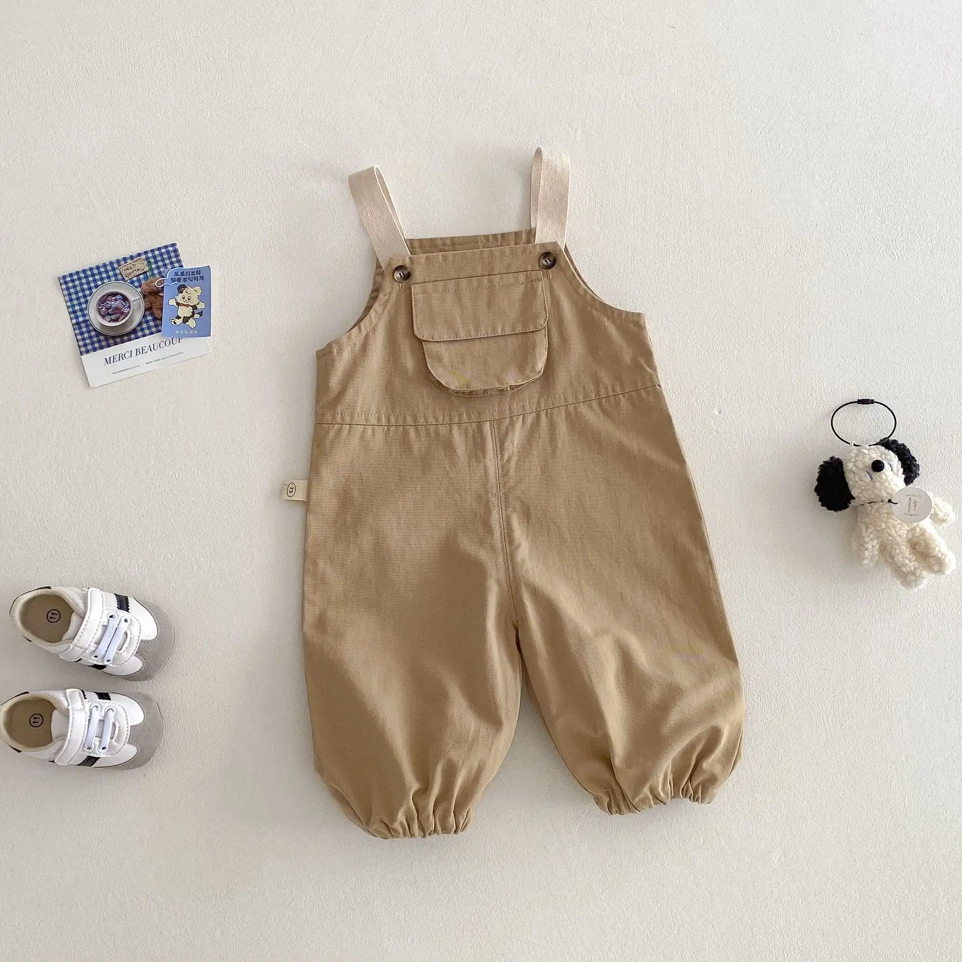 New Spring Girls Western Style Overalls Baby Contrast Color Boys Korean Style Pants