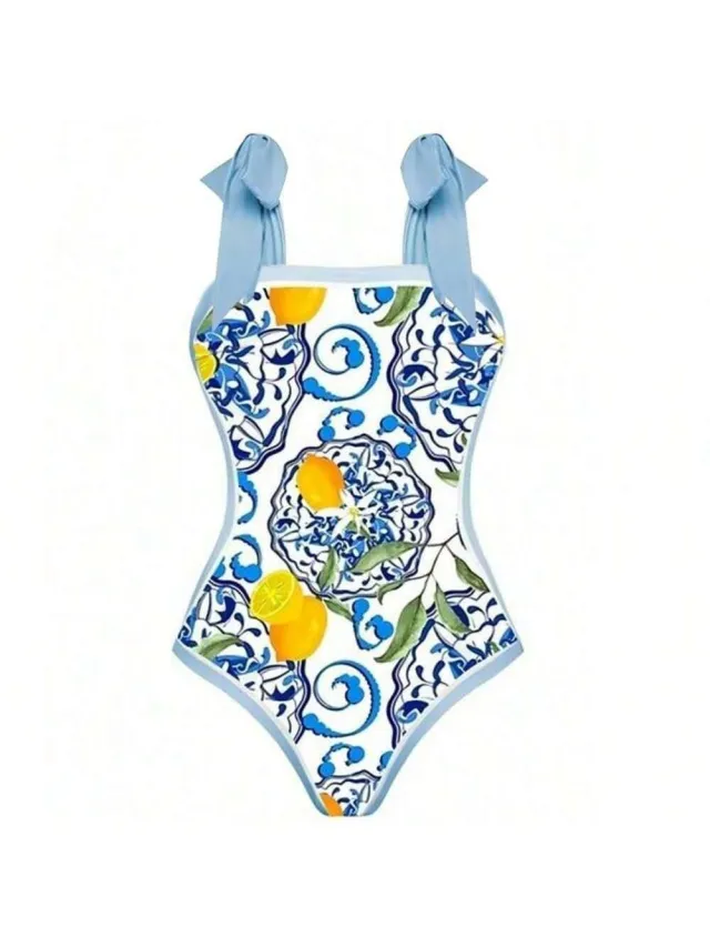 Lemon Printing Swimsuit Dress Suit Women Swimsuit Xl - Shop at LoveMi