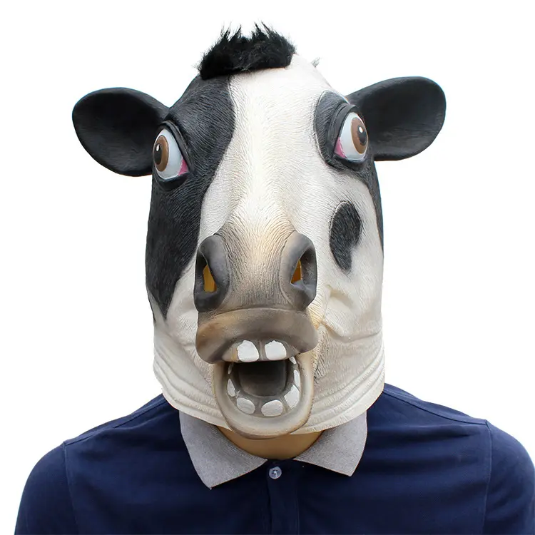 Halloween Holiday Party Cow Mask Latex Headgear