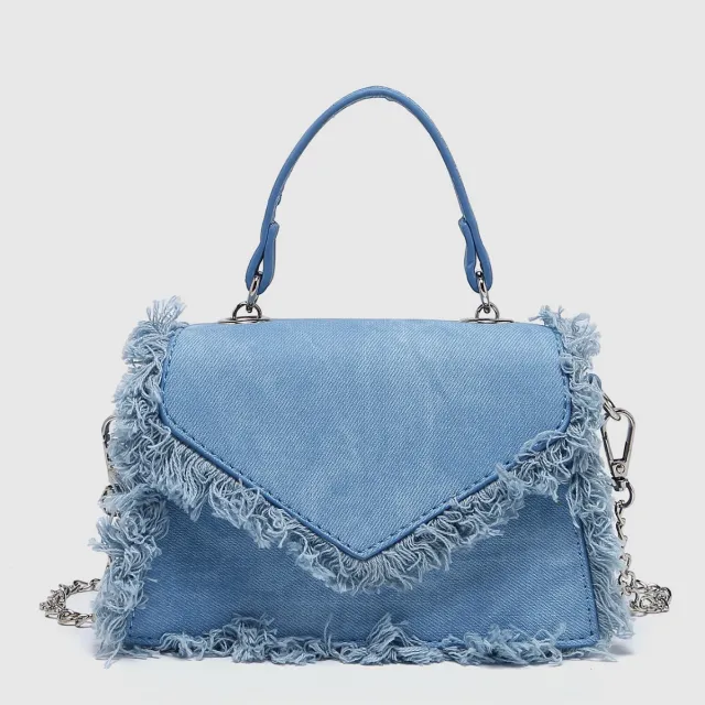 Retro Tassel Bag Denim Blue Mini Crossbody Bag Blue - Shop at LoveMi