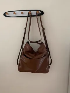 New Soft Leather Large Capacity Three-purpose Commuter Multifunctional Backpack Schoolbag - Brown - View 1