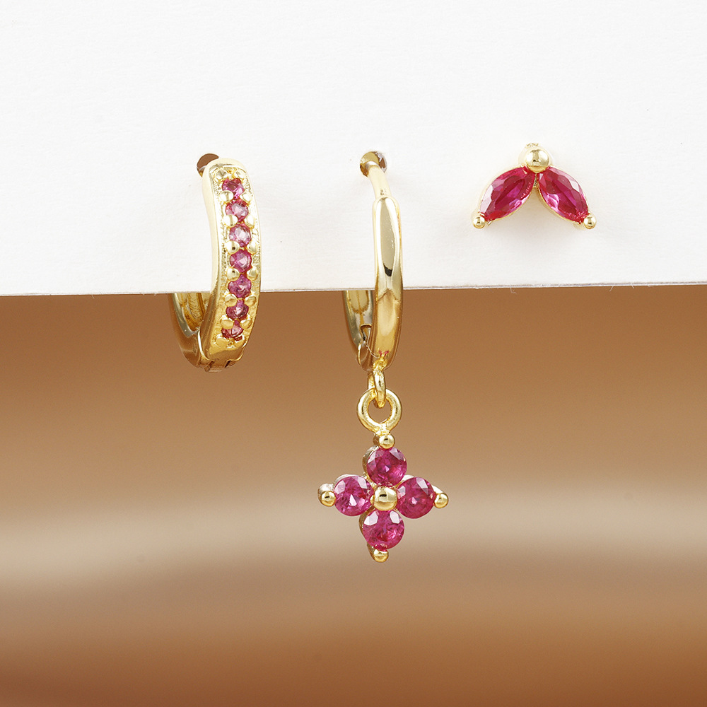 Crystal Flowers Ear Hook Eardrops Geometric High-grade Cartilage
