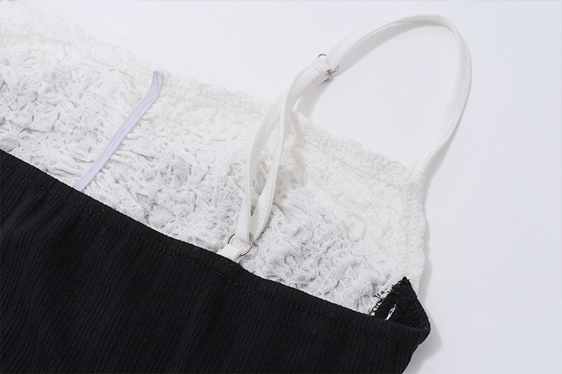 Sexy Off-neck Tube Top Contrast Color Side Waist Belt Slimming Sling Dress