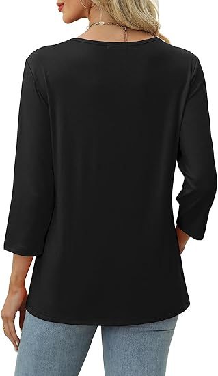 Black autumn button v-neck women’s casual pullover