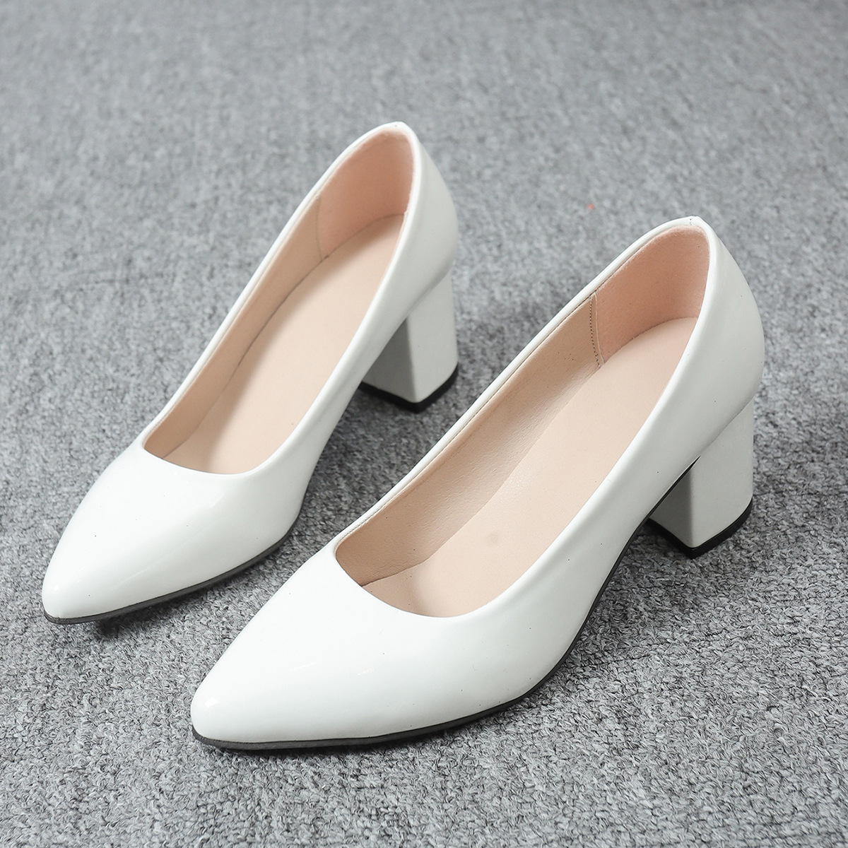Versatile Womens Shoes Comfortable French-Style White High Heels