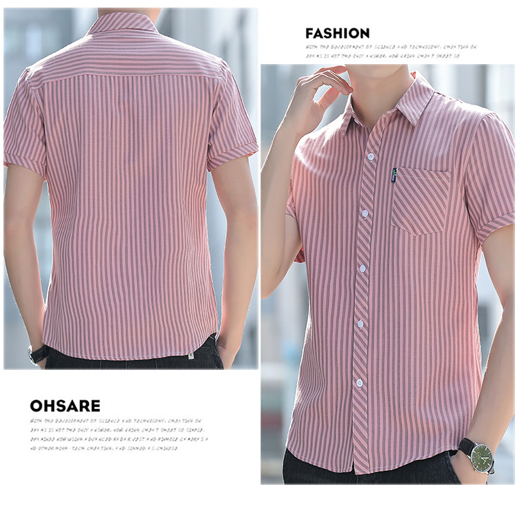 Summer Mens Wrinkle Resistant Striped Drape Shirt Summer Mens Wrinkle Resistant Striped Drape Shirt