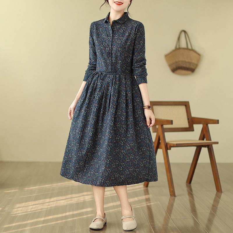 Womens Long Vintage-style Casual Dress