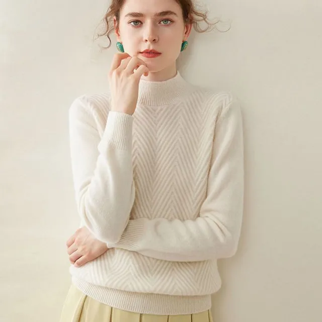 Pullover Mock Neck Sweater Short Loose White - Shop at LoveMi