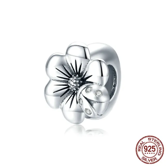 S925 Silver Flower Silicone Positioning Spacer Beads Temperament Girl Diy All match Jewelry Accessories Silver - Shop at LoveMi