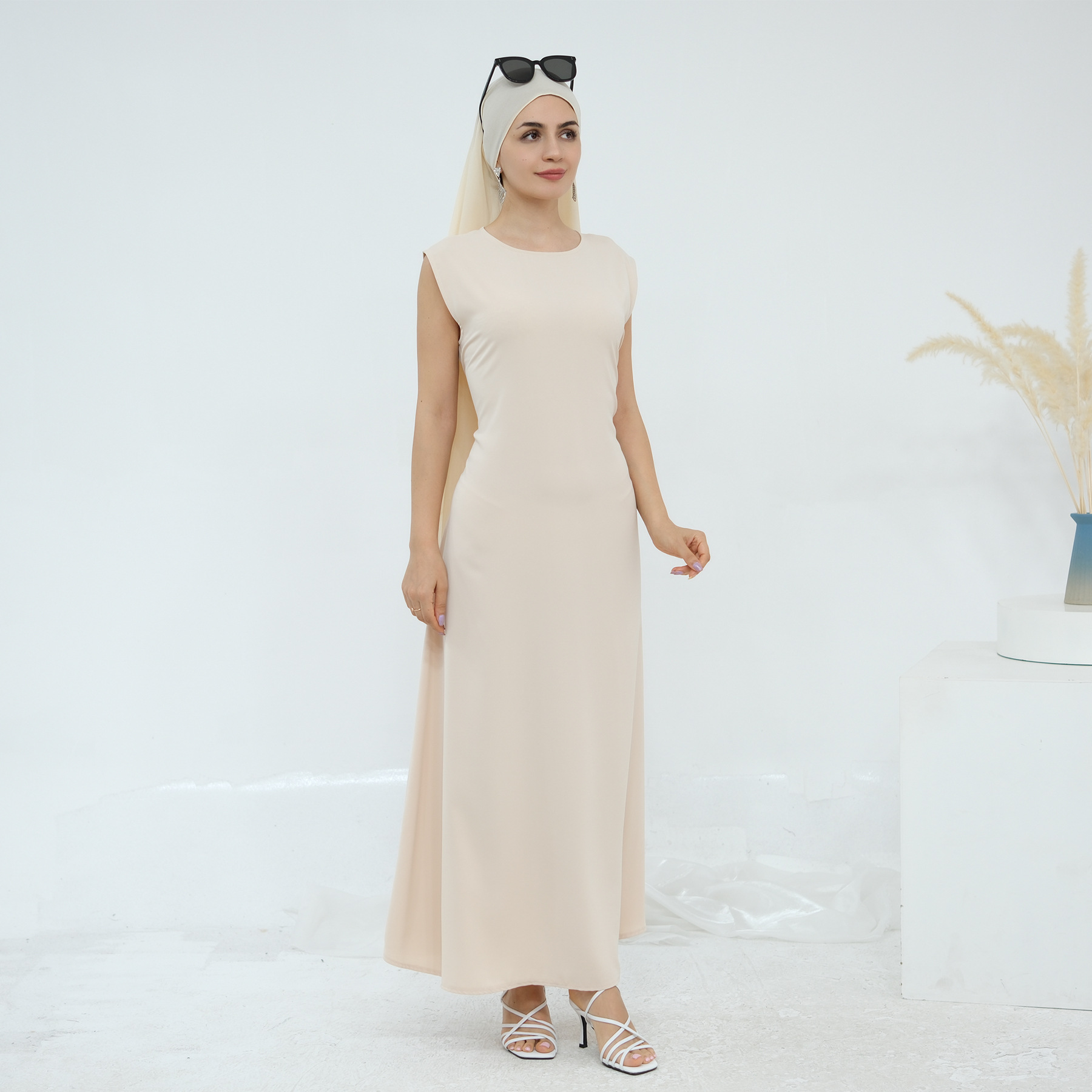 Womens Solid-Color Casual Slip Dress