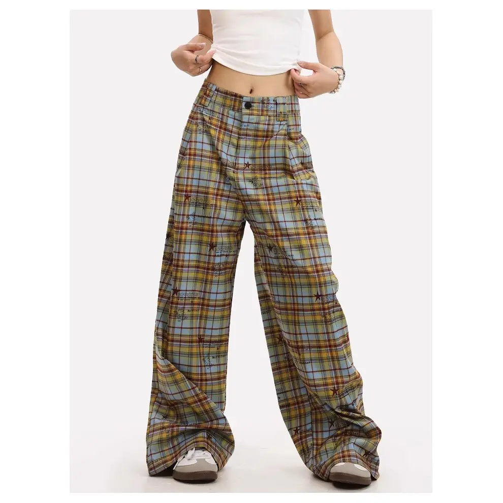 American Retro Contrast Color Striped Graffiti Wide-leg Casual Pants