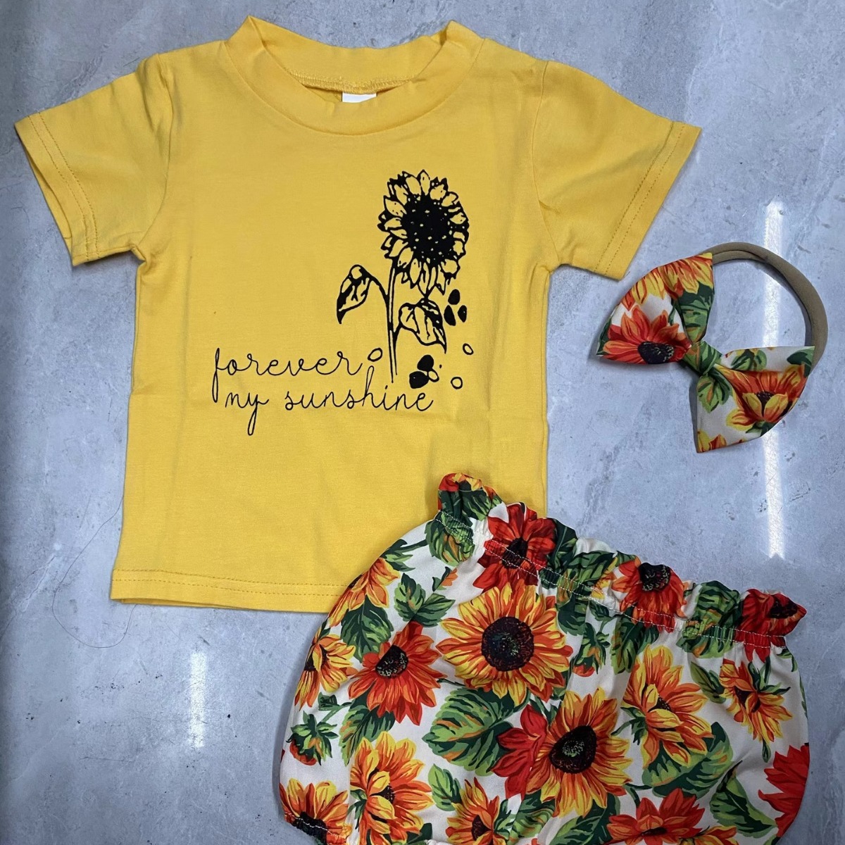 Girls' Flower Shorts 3-piece Set