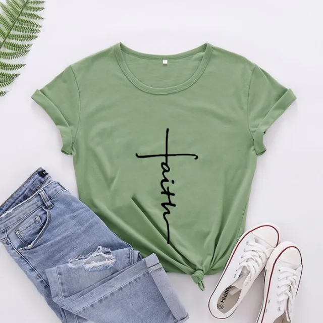 Women's Fashionable English Letter Short Sleeve Top Olive - Shop at LoveMi