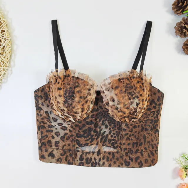 Inner Leopard Print Beauty Back And Push Up Bra Adjustable Lace Tube Top Color - Shop at LoveMi