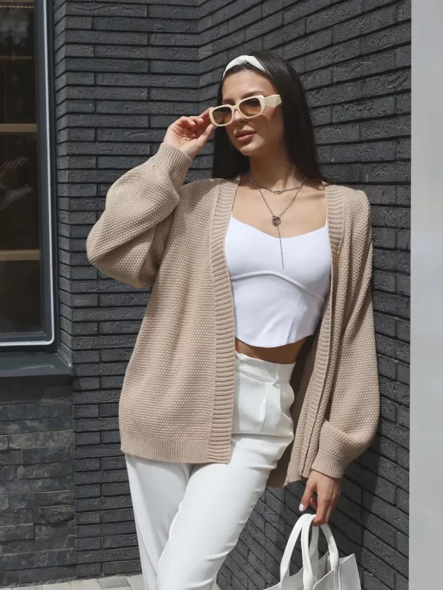 Fashionable Knitted Loose And Simple Sweater For Women Light Camel - Shop at LoveMi