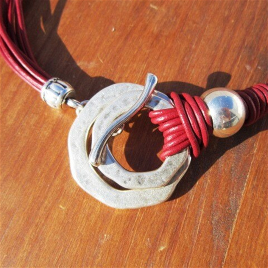 Vintage Ethnic Style Jewelry Double Ring Multi-layer Wax Rope Design Choker Necklace