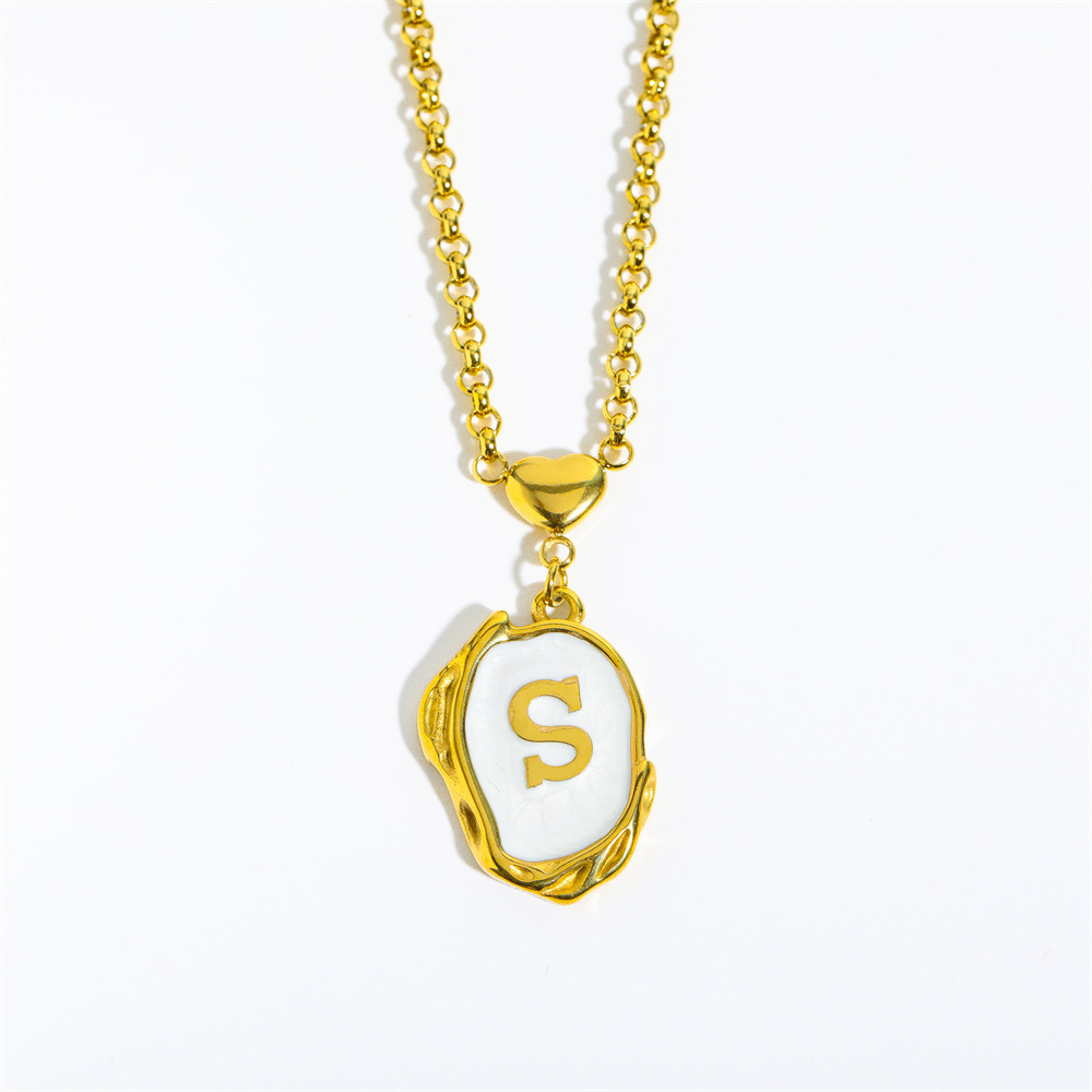 Titanium Steel Letter Drop Oil Three-dimensional Necklace
