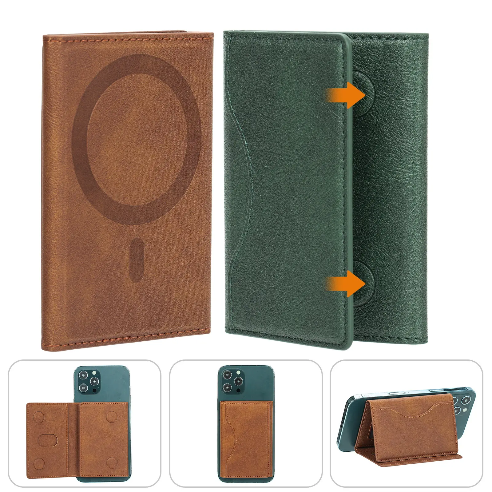 Leather Tri-fold Magnetic Wallet Card Holder