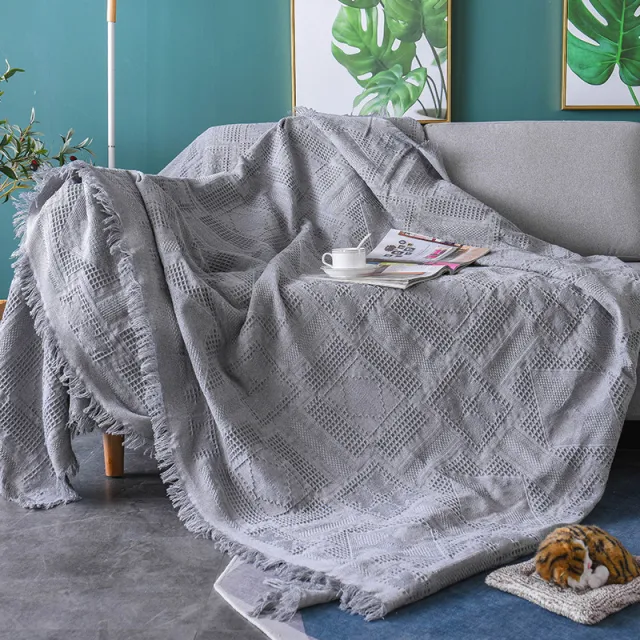 Nordic Cotton Thread Slipcover Full Covered Towel Blanket Sofa Cushion Cover Maze - Shop at LoveMi