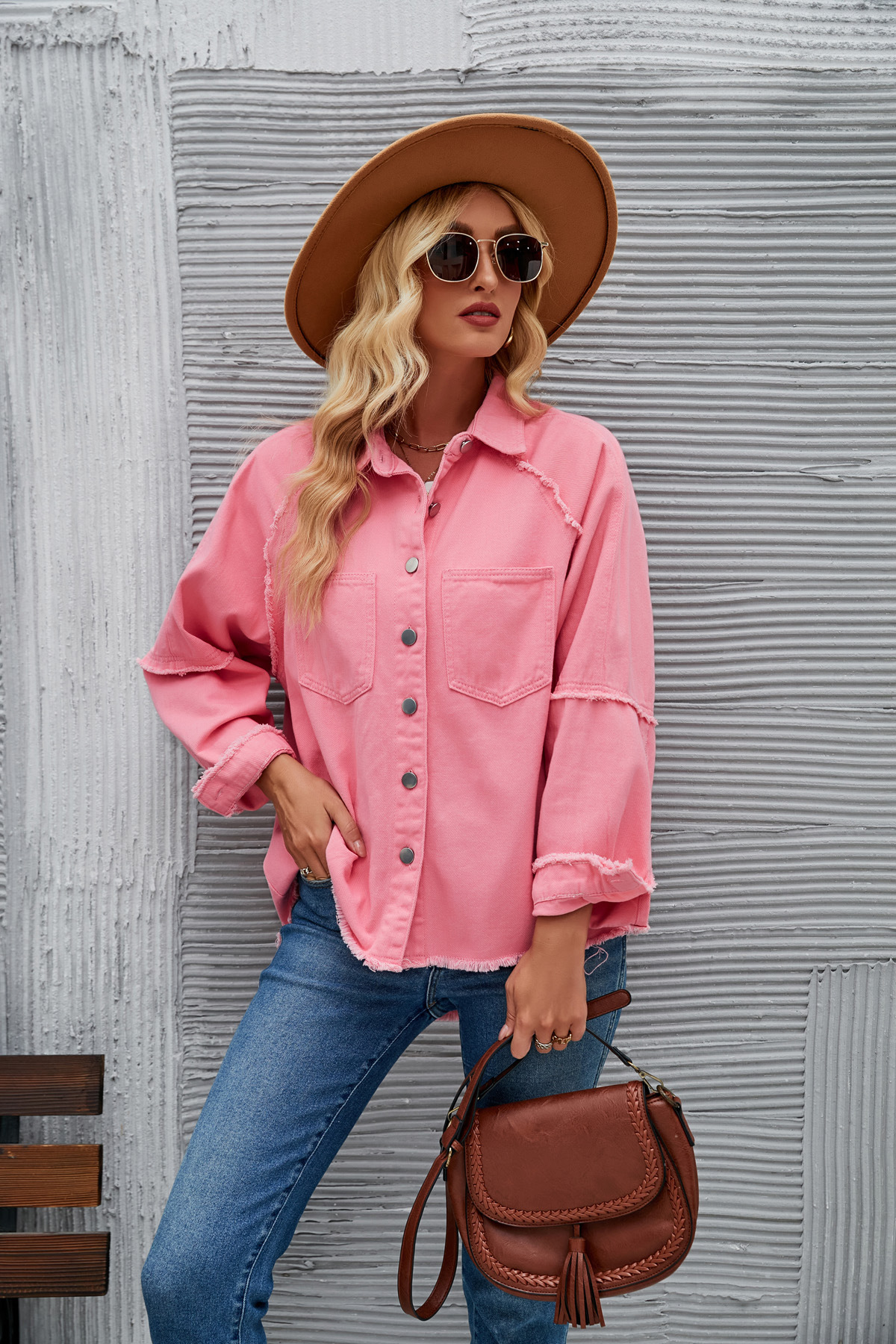 Women's Double-pocket Washed Long-sleeved Denim Coat - Image 7