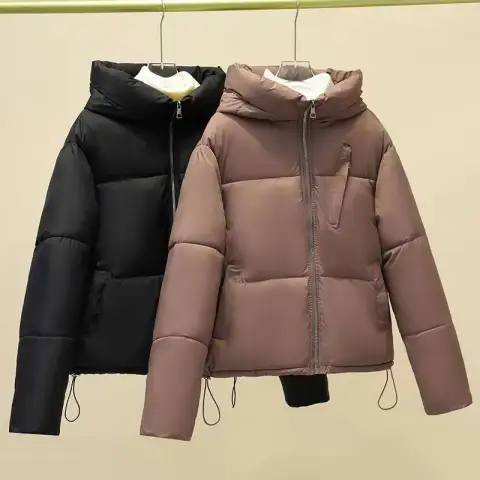Short Solid Color for Women with Pocket Coat Thick
