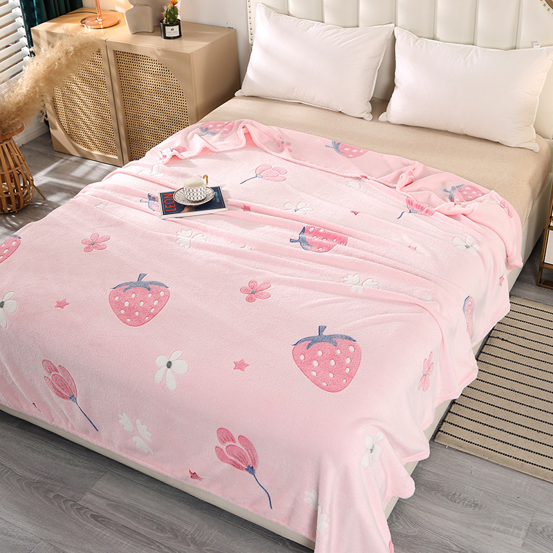 Cartoon-print Flannel Coral Fleece Nap Blanket
