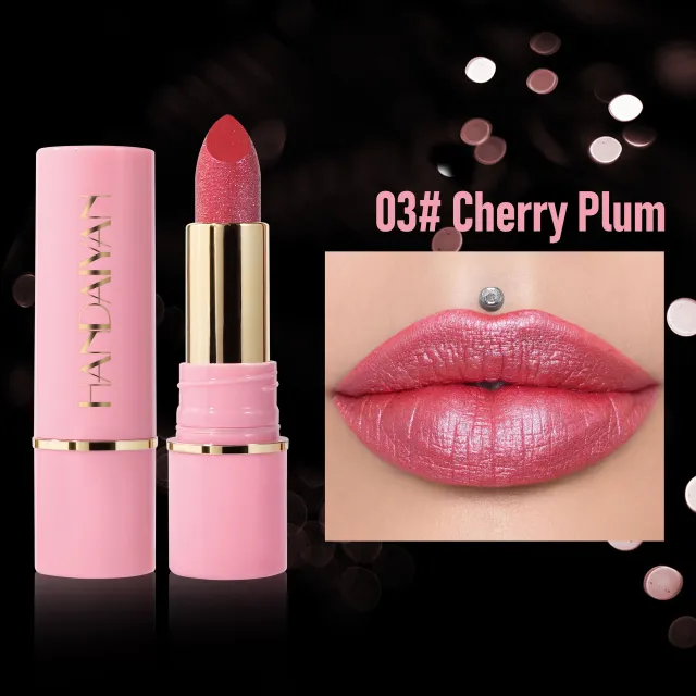 Pearlescent Lipstick 8 Colors Nourishing Moisturizing 03Cherryplum - Shop at LoveMi