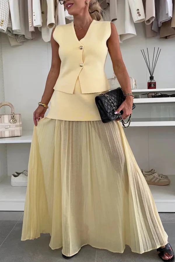Women's Elegant Slim Knit Vest Top Suit Yellow - Shop at LoveMi