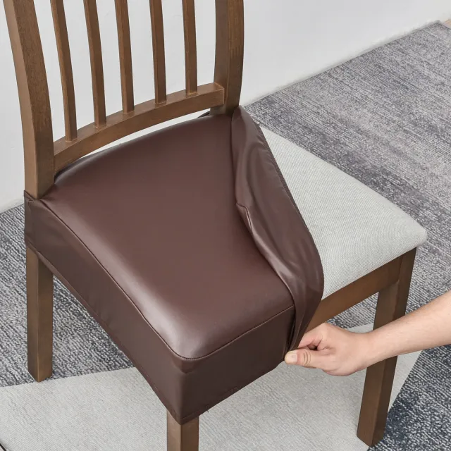 Water And Oil resistant, Fully Enclosed Leather Chair Cover With Buckle Brown - Shop at LoveMi
