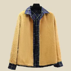 Fleece-Lined Thickened Plus-Size Plaid Shirt For Women - W88987-4Xl - View 1