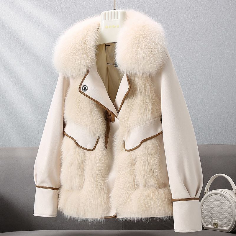 Women's Fashionable Faux Fox Fur Coat White - Shop at LoveMi