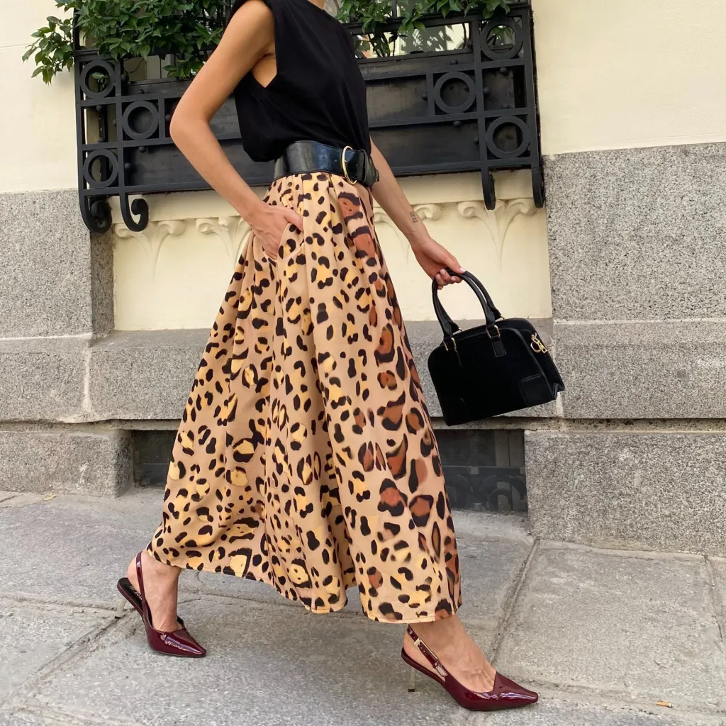 Women's All-match Leopard Print Elegant Big Hem Skirt - Leopard