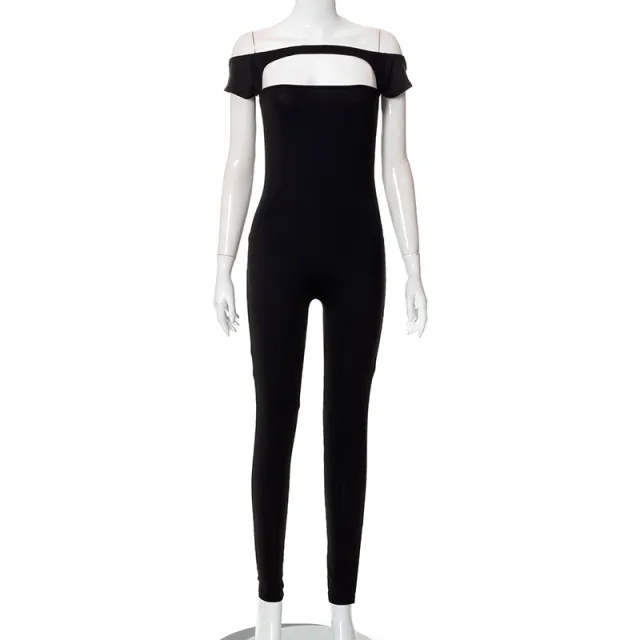 Off shoulder Short Sleeve Exercise Casual Pants Jumpsuit Black - Shop at LoveMi