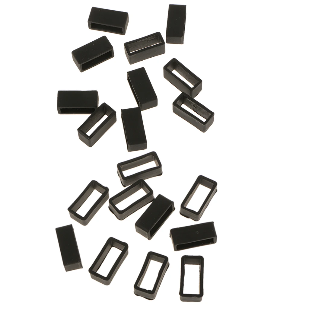 20 Pieces Rubber Replacement Keeper Loops  Strap End Holder Black