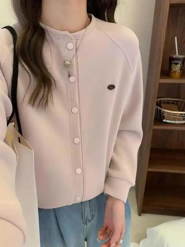 Simple Loose Small Baseball Jacket Pink - Shop at LoveMi