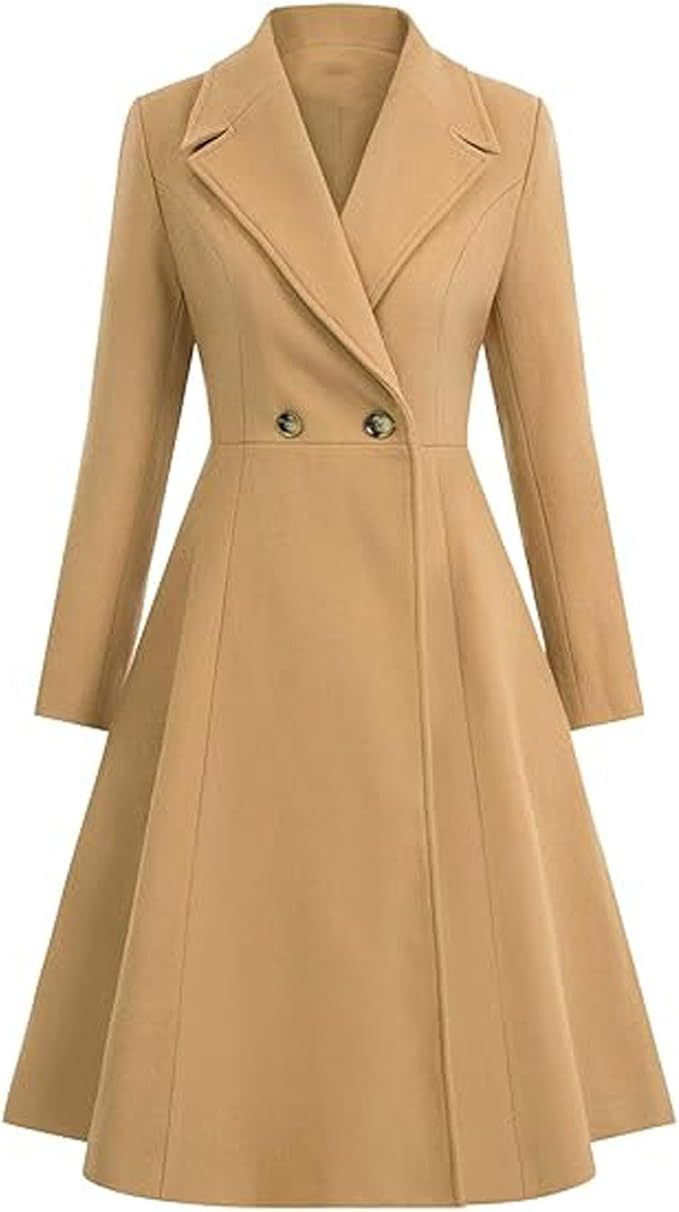 Women's Long Lapel Double Breasted Trench Coat