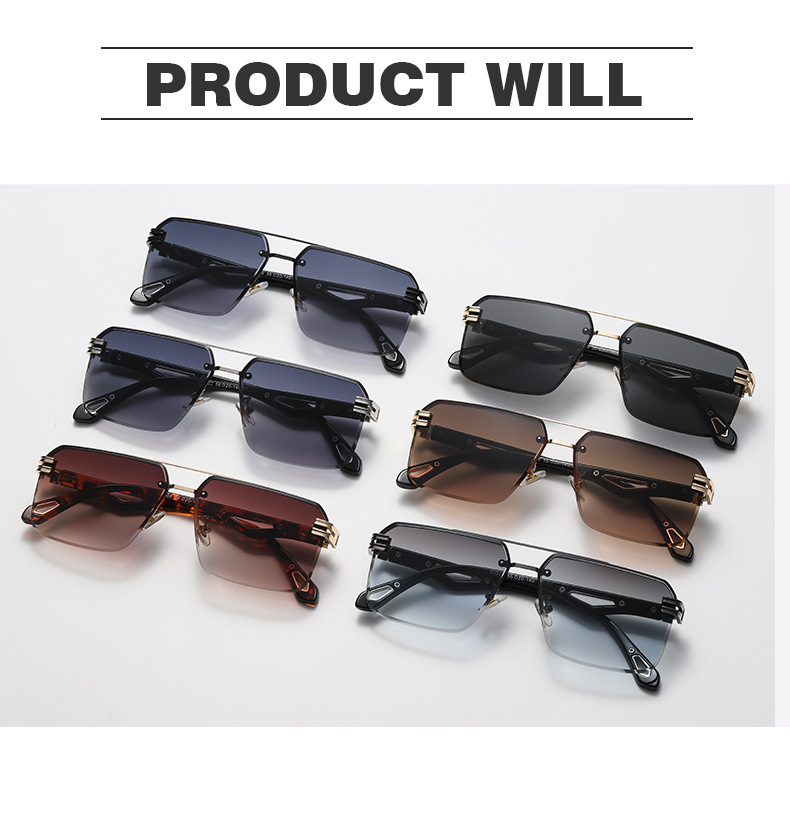 Title 13, Frameless Cut-Edge Double-Bridge Sunglasses