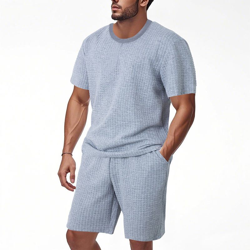 Mens Casual Retro Crew-Neck Short-Sleeve Set - Image 7