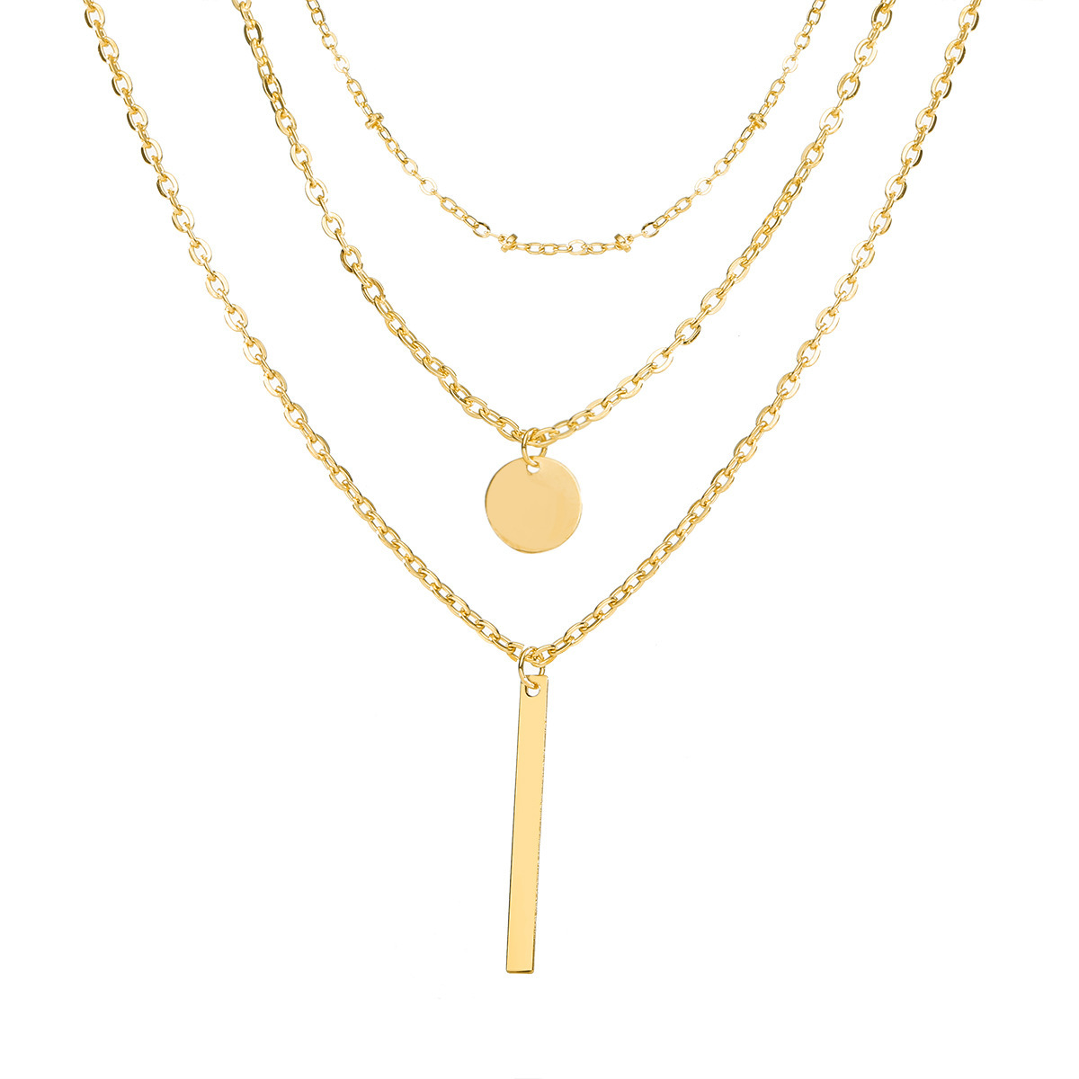 Double-layer Wafer And Long Bar Pendant