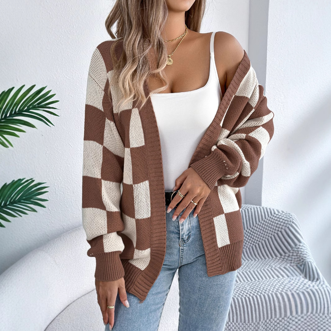 Lantern Sleeve Cardigan Sweater Mid-length Coat