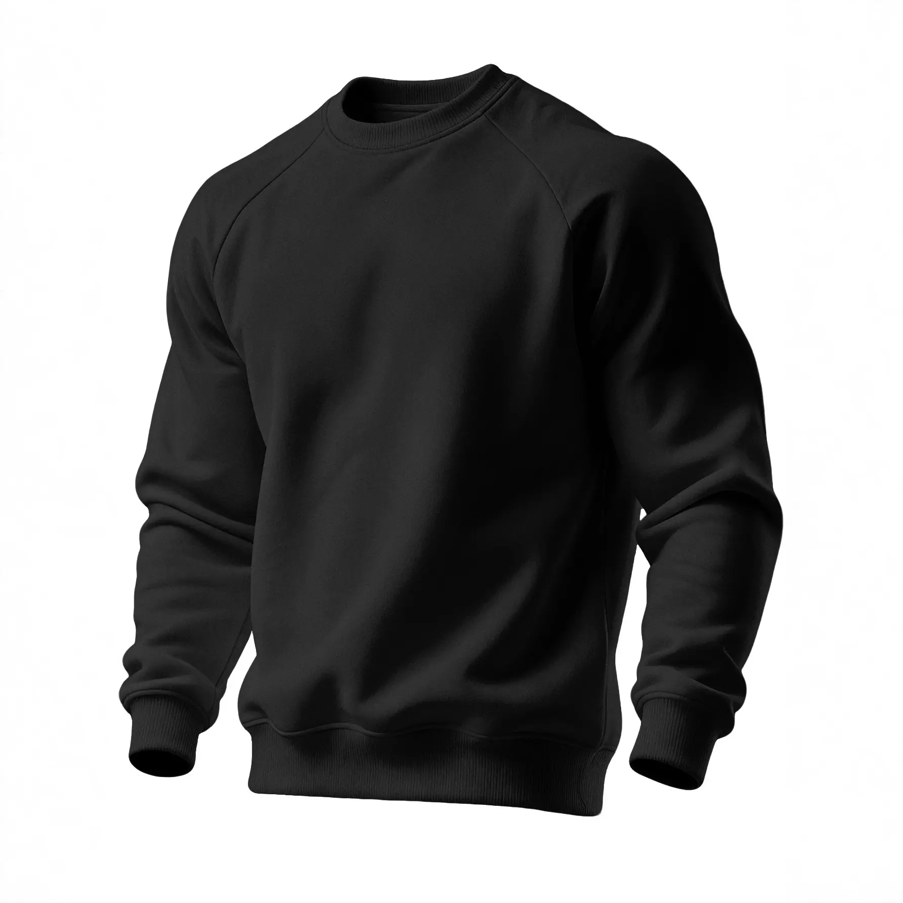 Mens FallWinter Crew-Neck Sweater Solid-Color Casual Sports