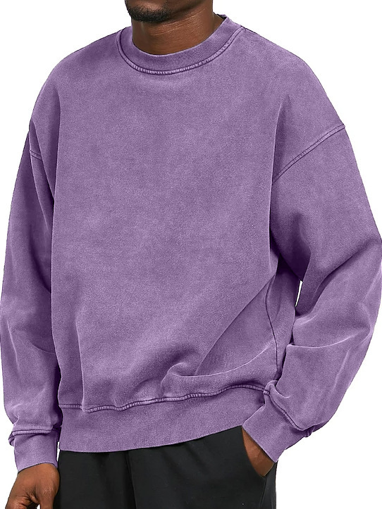 Heavy Thickening Fried Flower Men's Round Neck Loose Sweatshirt - Picture 9 of 10