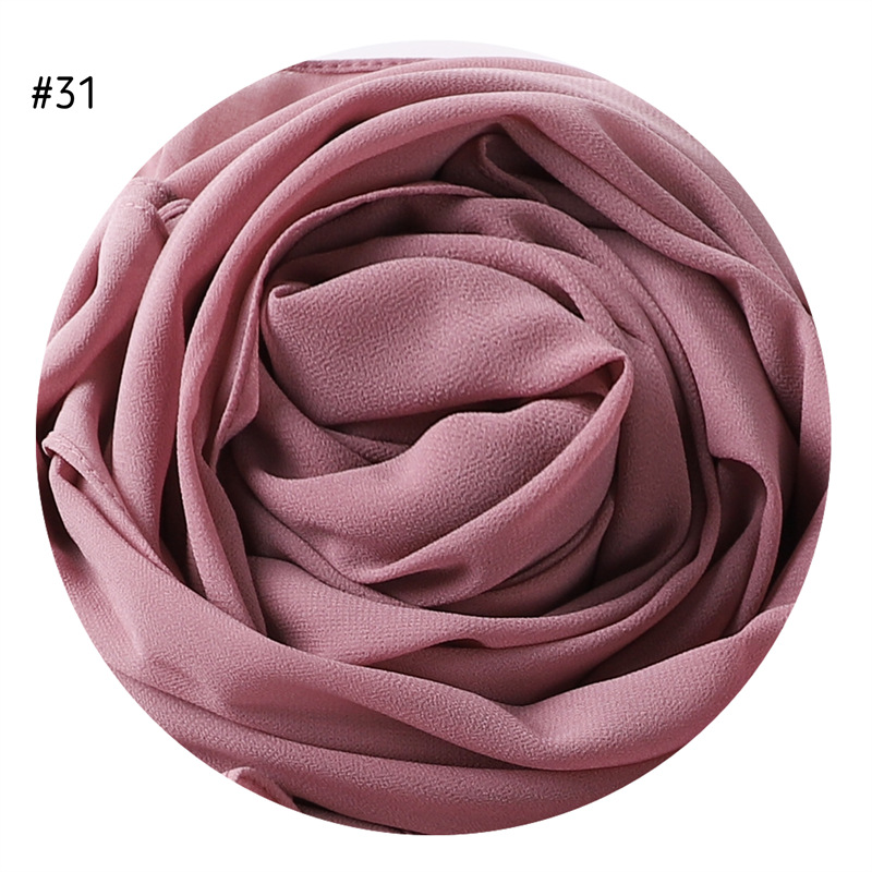 Solid Color Pearl Chiffon Scarf Head Covering Monochrome
