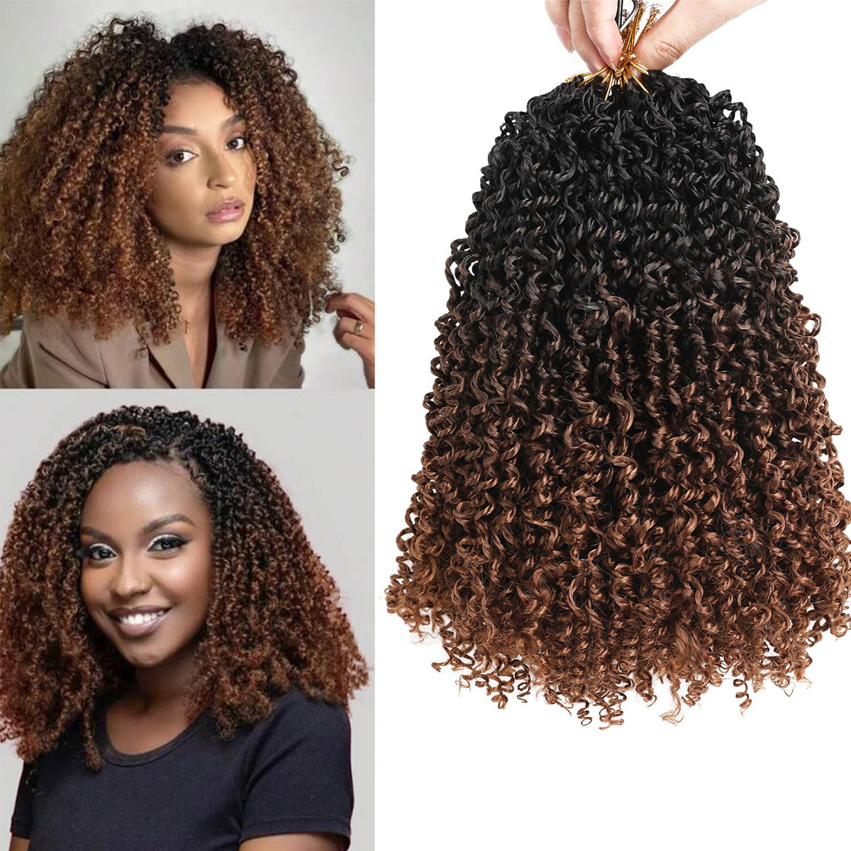 Synthetic Fiber Wig8 Inches24 StrandsCrocheted Small CurlsIrregular Style 5